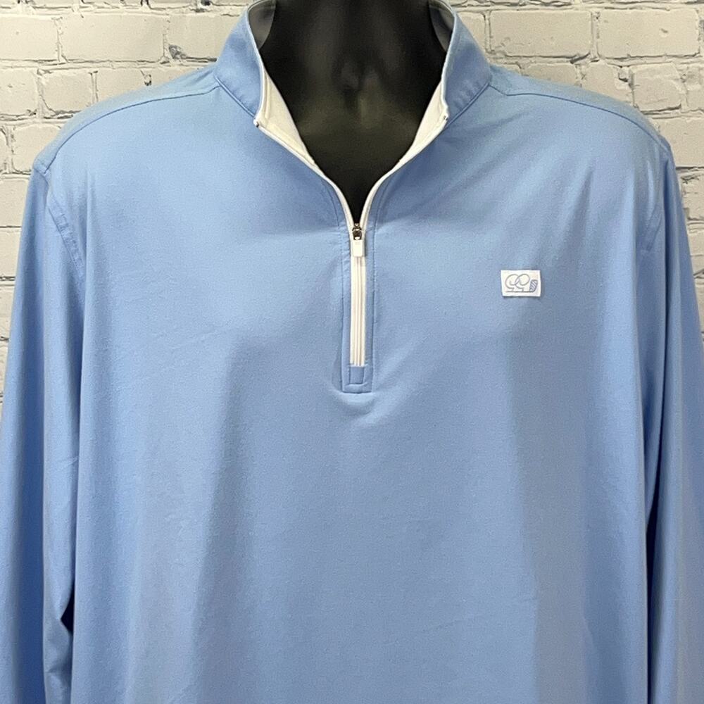 Good Good Quarter 1/4 Q Zip Shirt Golfer Golfing Long Sleeve Blue 3XL 3XLarge